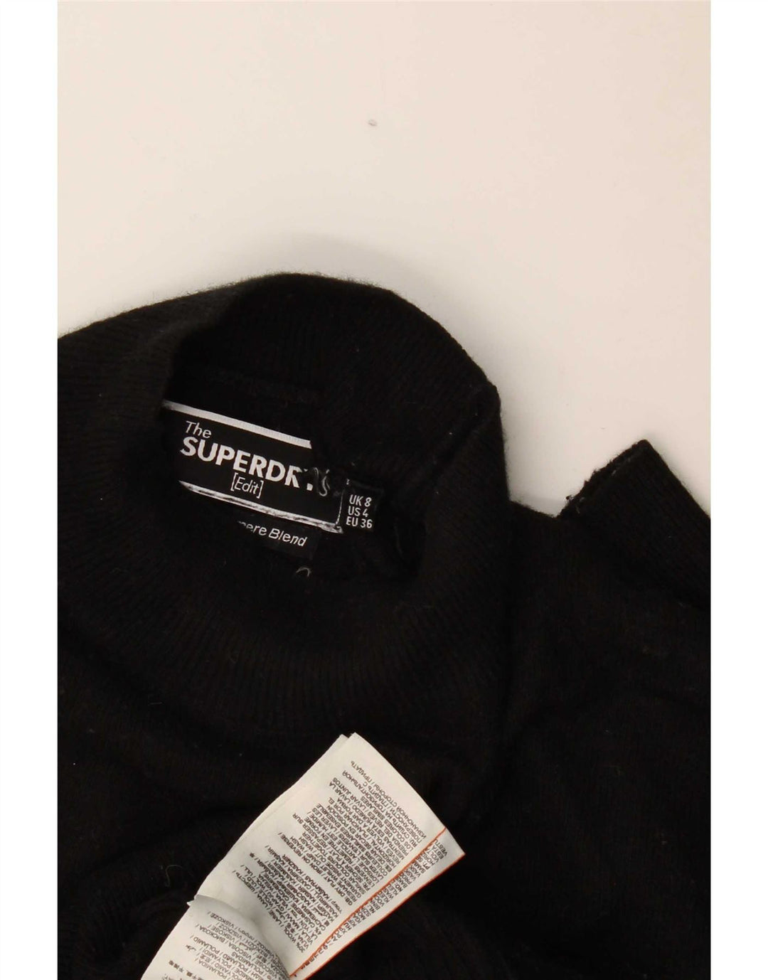 Superdry γυναικείο πουλόβερ με λαιμό χελώνα UK 8 μικρό μαύρο μαλλί