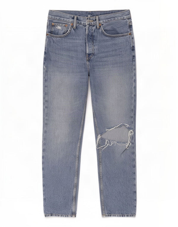 Topshop Womens Distressed Straight Jeans W28 L30 Blue Cotton