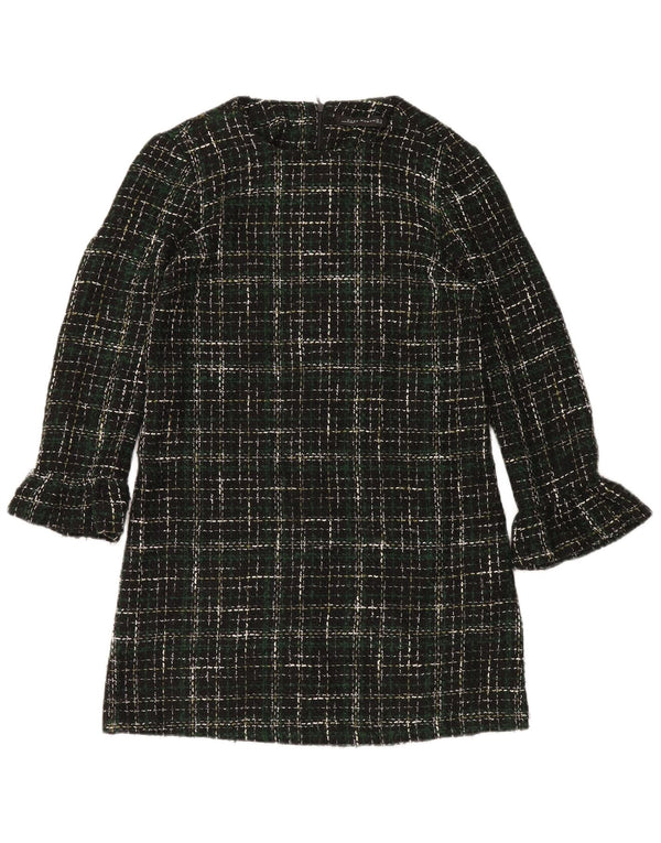 Zara Γυναικείο μακρυμάνικο φόρεμα Shift UK 14 Μεσαίο πράσινο ακρυλικό τσεκ