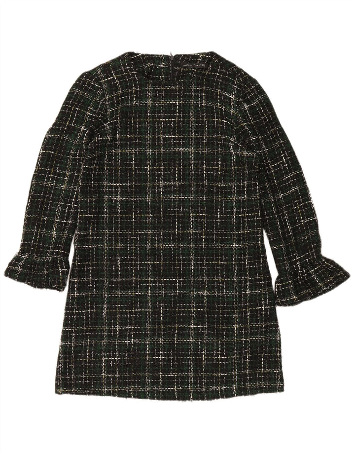 Zara Γυναικείο μακρυμάνικο φόρεμα Shift UK 14 Μεσαίο πράσινο ακρυλικό τσεκ