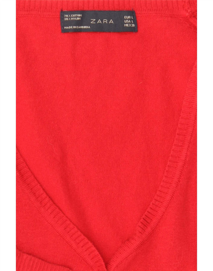 Zara Γυναικεία Ζακέτα UK 14 Large Red