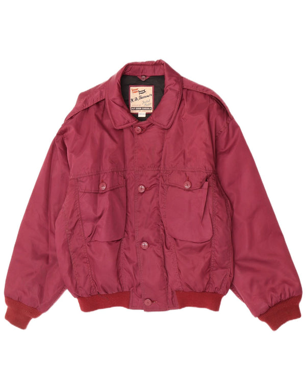 Vintage Ανδρικό τζάκετ Bomber UK 38 Medium Burgundy Nylon