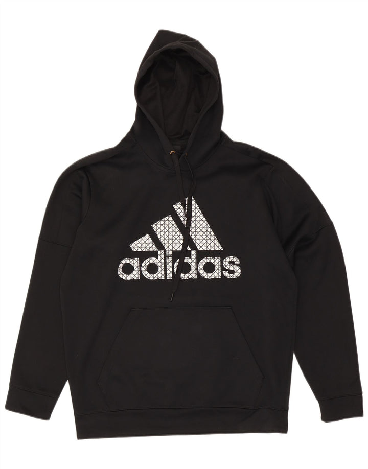 Adidas Mens Climawarm Graphic Hoodie Jumper Μεγάλος Μαύρος Πολυεστέρας