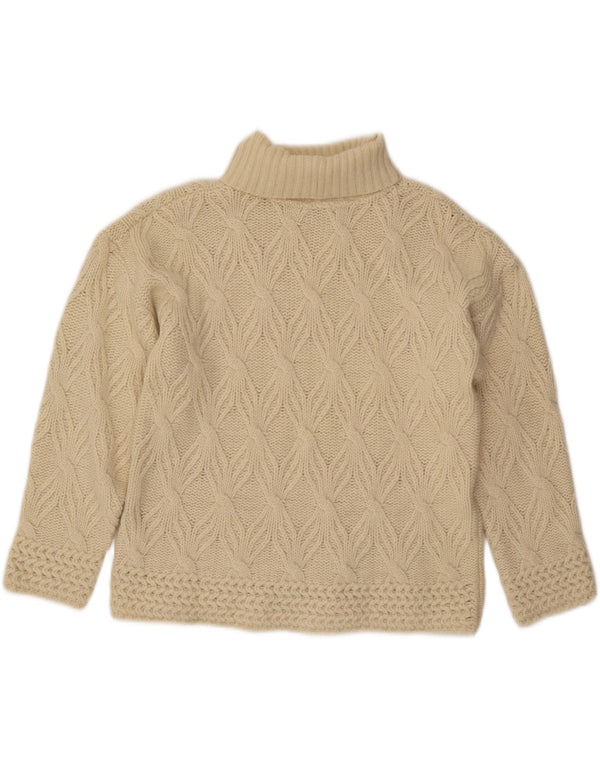 Vintage Womens Crop Roll Neck Jumper Sweater UK 14 Medium Off White Wool