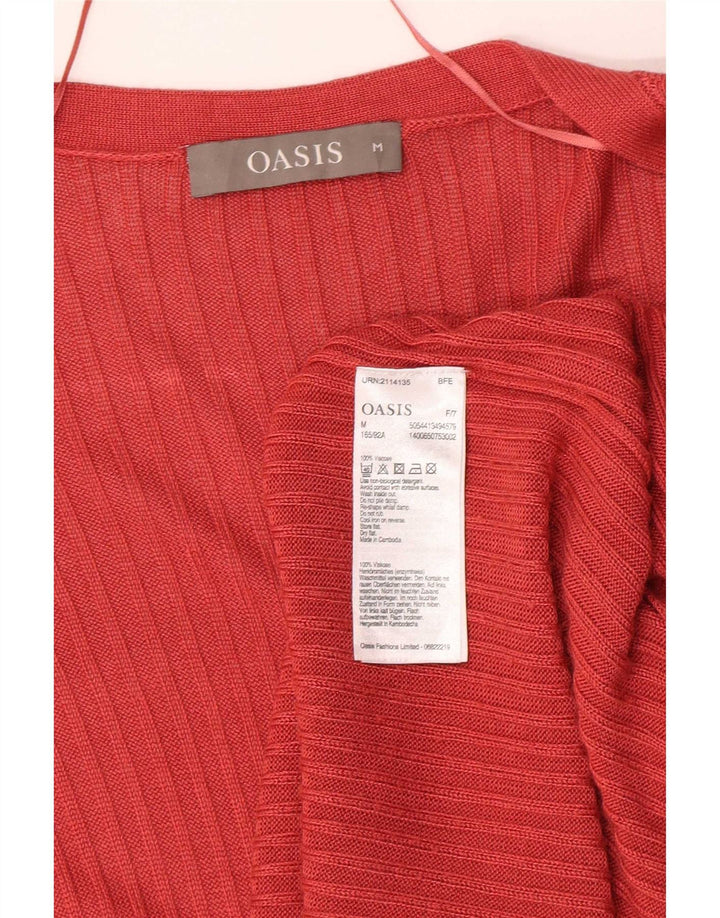 Γυναικείο Oasis Longline ανοιχτό πουλόβερ ζακέτα UK 12 μεσαία κόκκινη βισκόζη