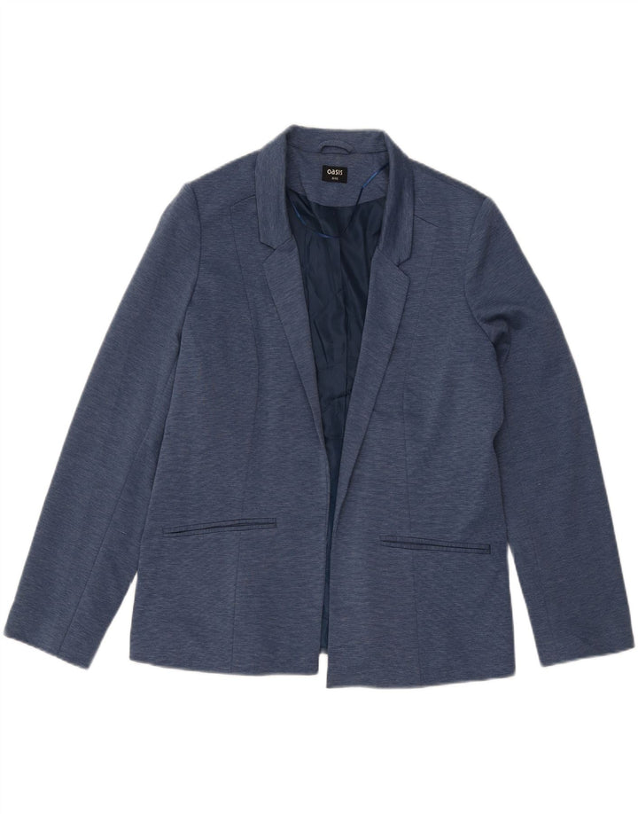 OASIS Womens Open Blazer Jacket UK 16 Large Blue Pinstripe Polyester Vintage Oasis and Second-Hand Oasis from Messina Hembry 