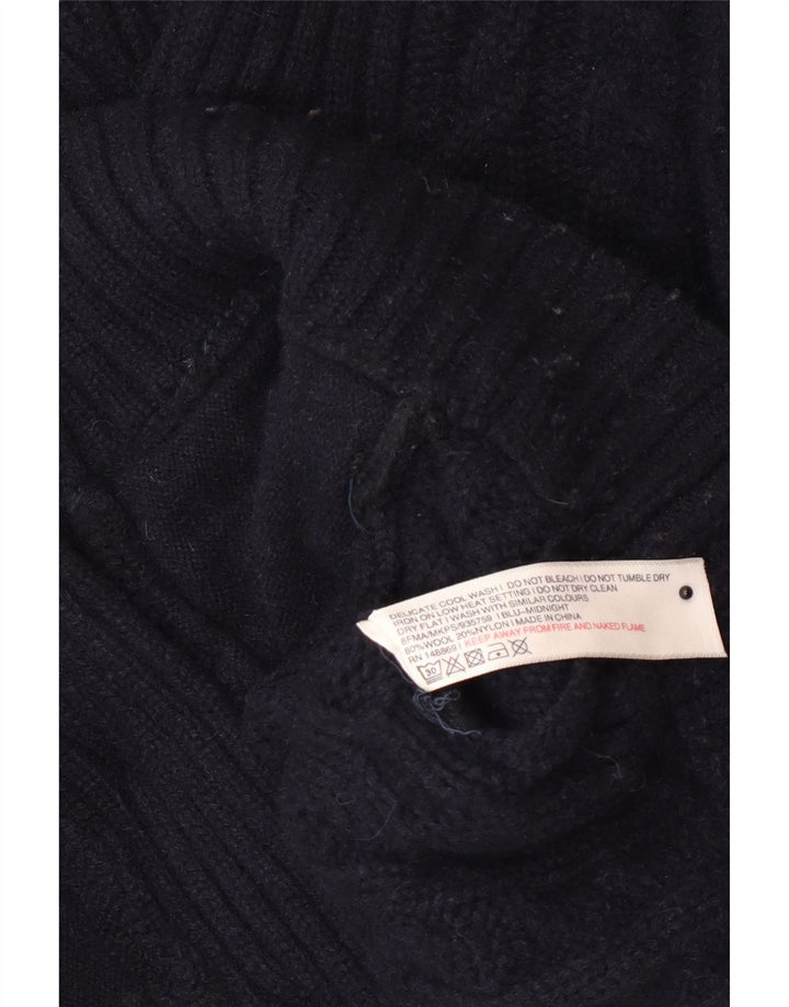 Ανδρικό πουλόβερ ζακέτα Fat Face Medium Navy Blue Wool
