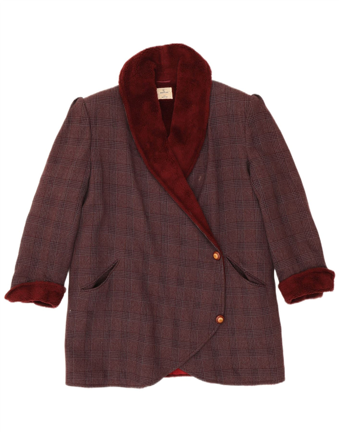 Cerruti 1881 Γυναικείο Πανωφόρι UK 14 Medium Burgundy Check