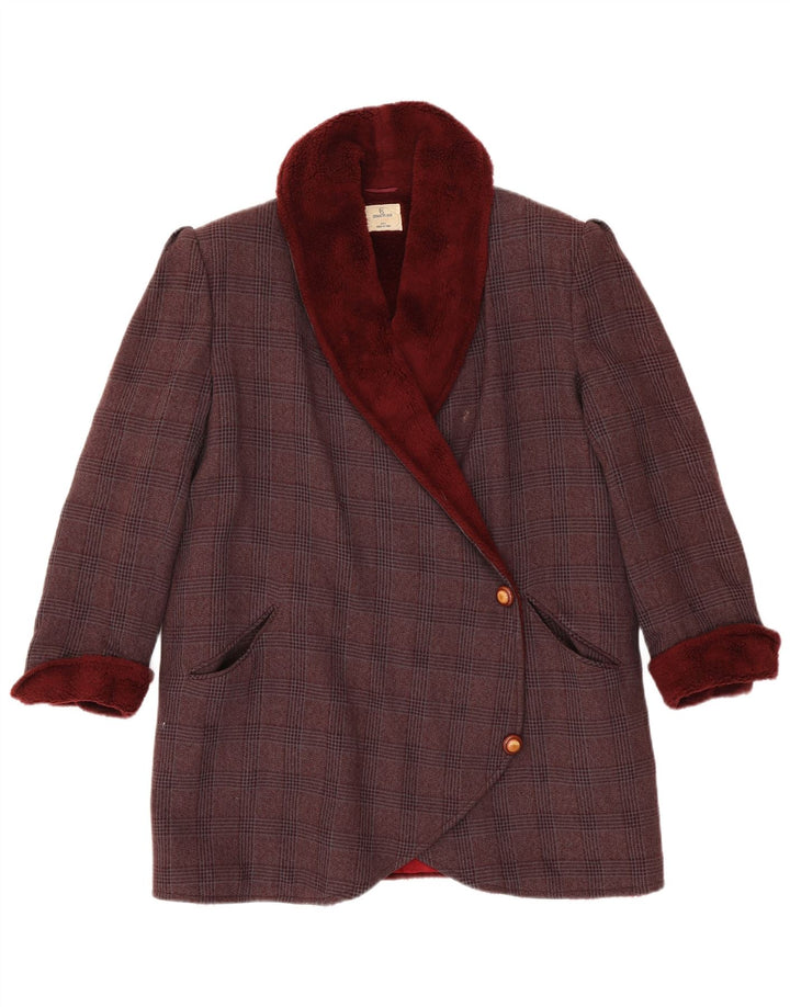 Cerruti 1881 Γυναικείο Πανωφόρι UK 14 Medium Burgundy Check