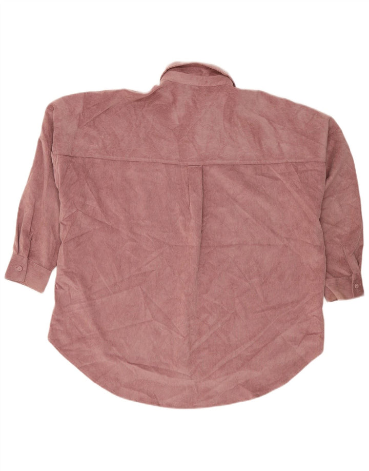 Zara Γυναικείο υπερμεγέθη κοτλέ πουκάμισο UK 10 Small Pink Polyester