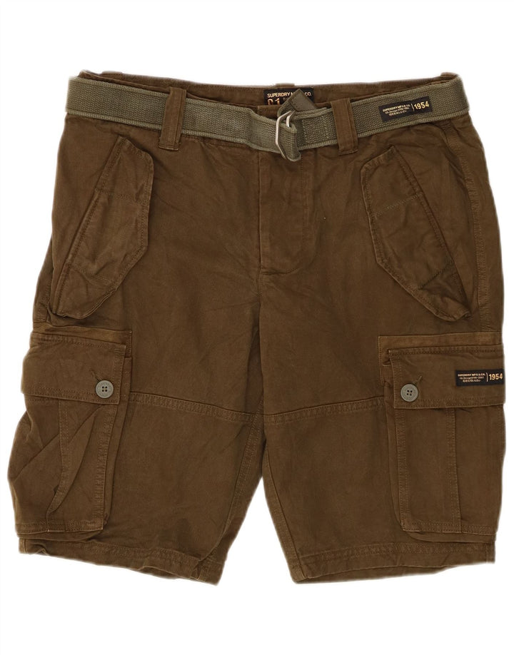 Ανδρικό σορτς Cargo Superdry W32 από μεσαίο χακί βαμβακερό