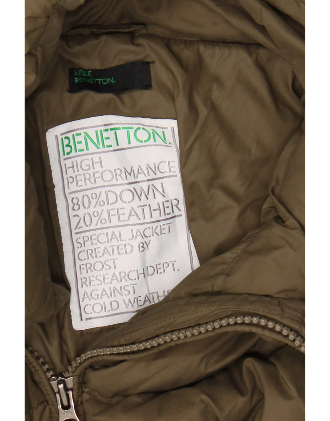 Benetton Γυναικείο μπουφάν με κουκούλα UK 2 2XS Χακί