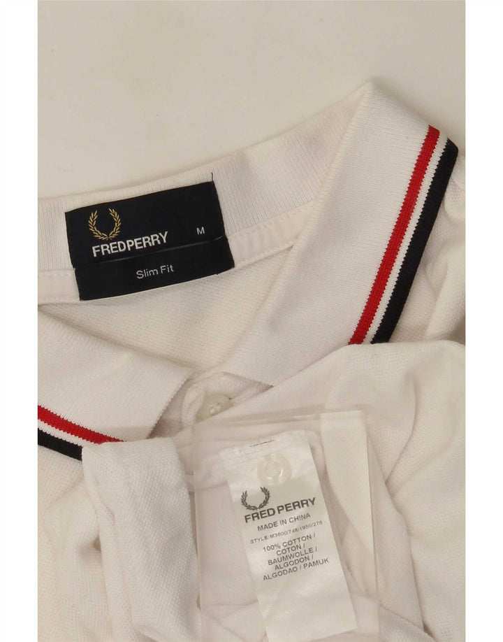 Fred Perry Ανδρικό πουκάμισο Polo Slim Fit, μεσαίο λευκό βαμβακερό