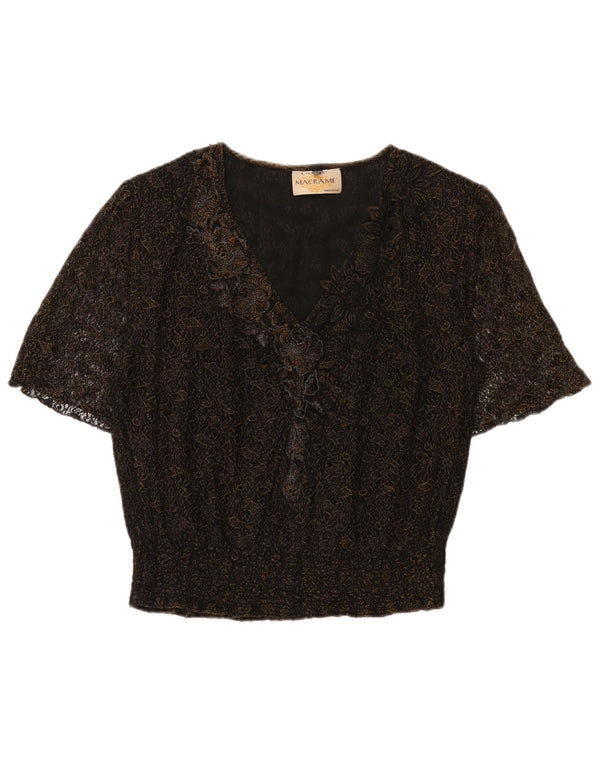 Vintage γυναικεία μπλούζα τοπ UK 16 Large Black Floral