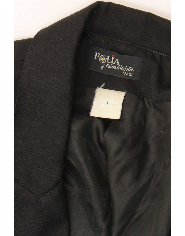Vintage Γυναικείο Διπλό Μπουφάν Blazer UK 12 Medium Black Paisley