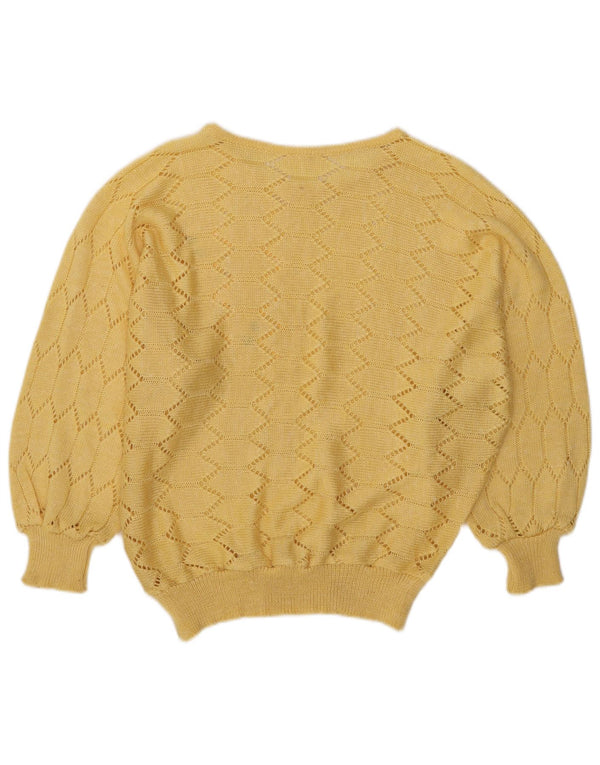 Vintage γυναικείο πουλόβερ με λαιμόκοψη UK 16 Large Yellow