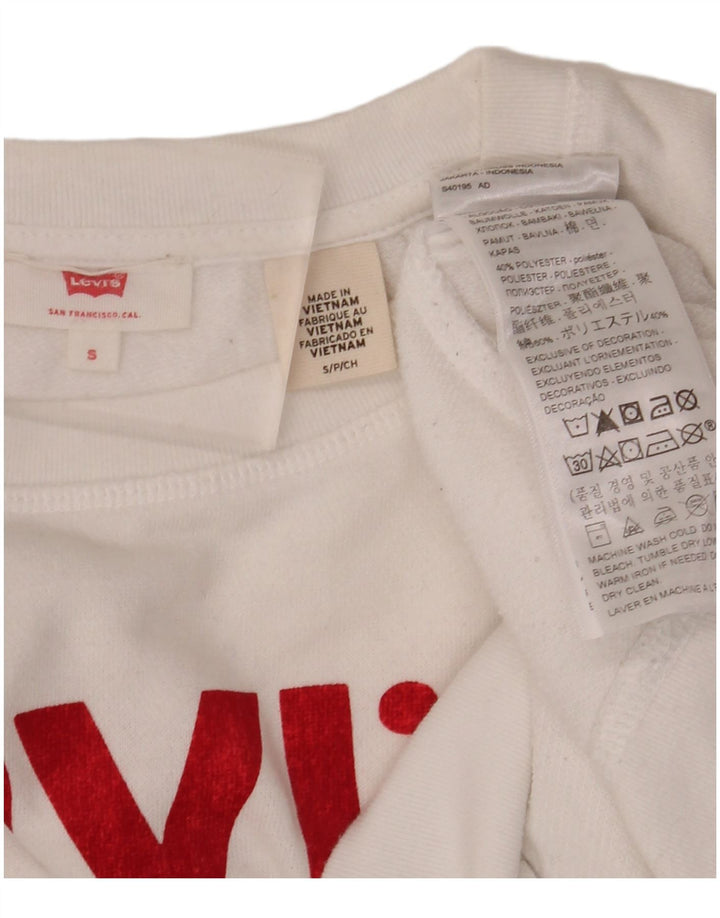 LEVI'S Γυναικεία φούτερ υπερμεγέθη Jumper UK 10 Small White Cotton