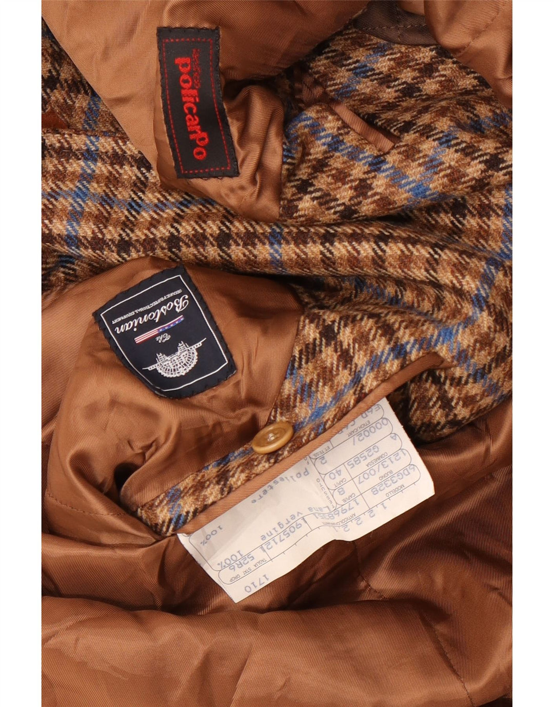 Ανδρικό μπουφάν Bostonian 3 Button Blazer IT 52 XL Brown Houndstooth Wool