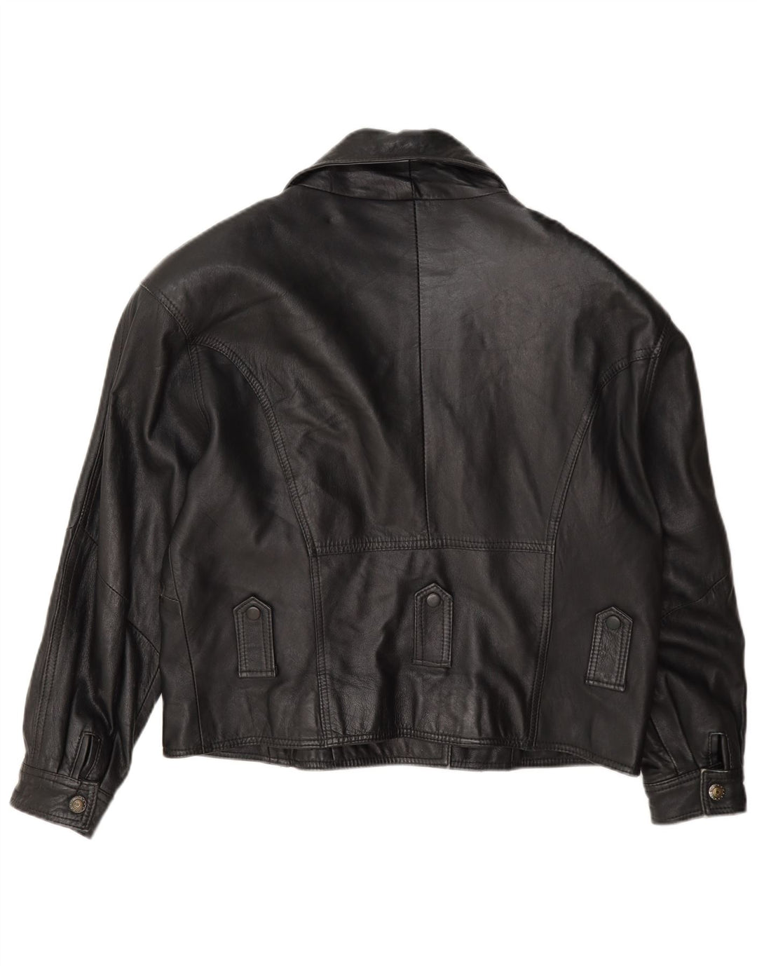 Vintage Γυναικείο Oversized Δερμάτινο Biker Jacket UK 10 Small Black