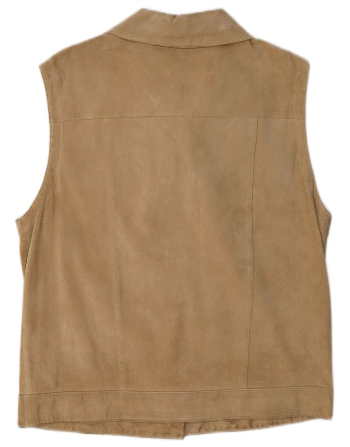 Vintage Γυναικείο Suede Gilet EU 40 Medium Beige Leather