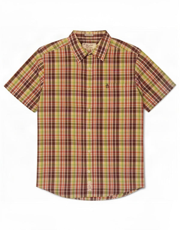 Ανδρικό Penguin Heritage κοντό μανίκι Slim Fit πουκάμισο Μεγάλο πολύχρωμο καρό