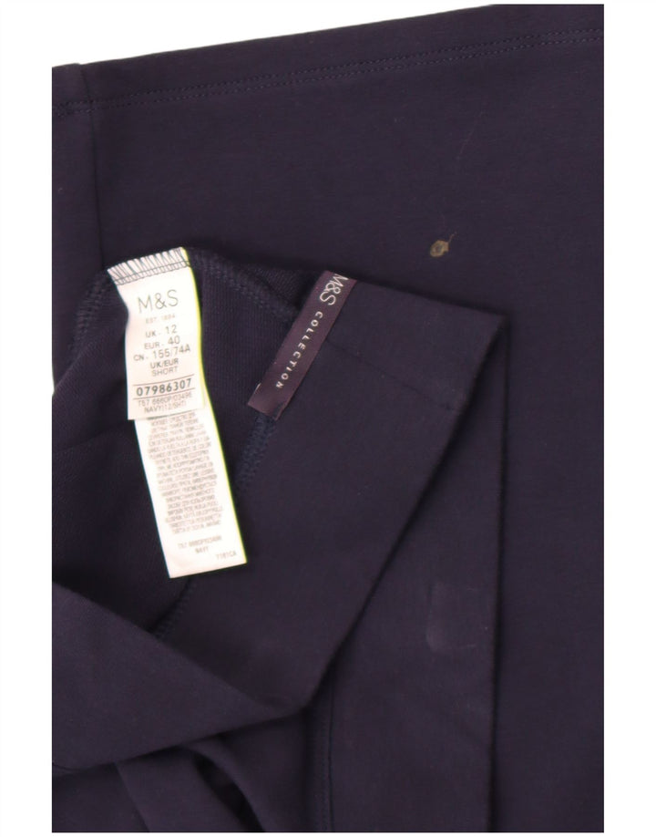 Marks & Spencer Γυναικεία φόρμα παντελόνια UK 12 Medium Navy Blue Cotton