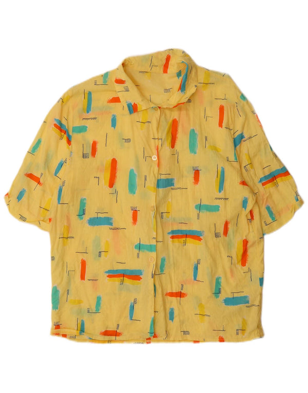 Vintage γυναικείο κοντομάνικο πουκάμισο UK 16 Large Yellow Geometric