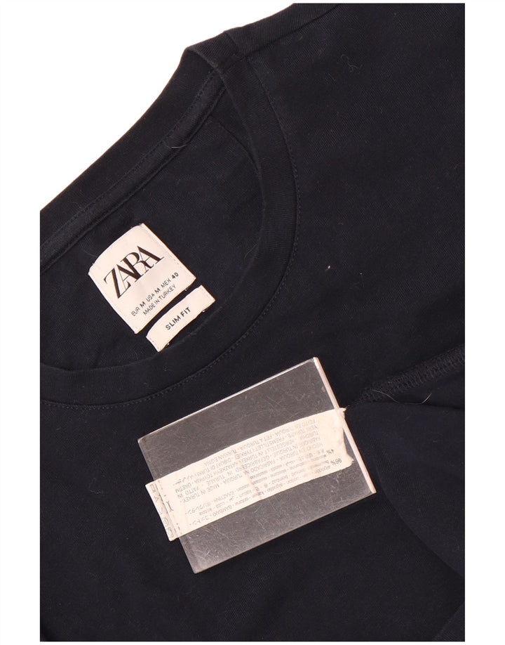 Zara Ανδρικό T-Shirt Slim Fit Τοπ μεσαίου μπλε βαμβακερό