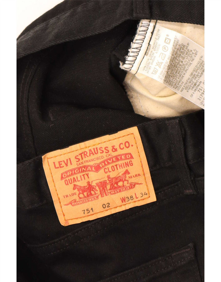 Levi's Mens 751 Straight Jeans W38 L34 Μαύρο βαμβακερό
