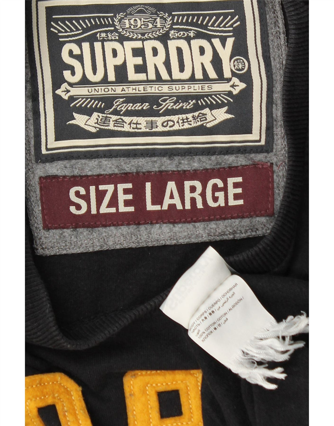 Ανδρικό γραφικό τοπ SUPERDRY Μακρυμάνικο μεγάλο μαύρο βαμβακερό