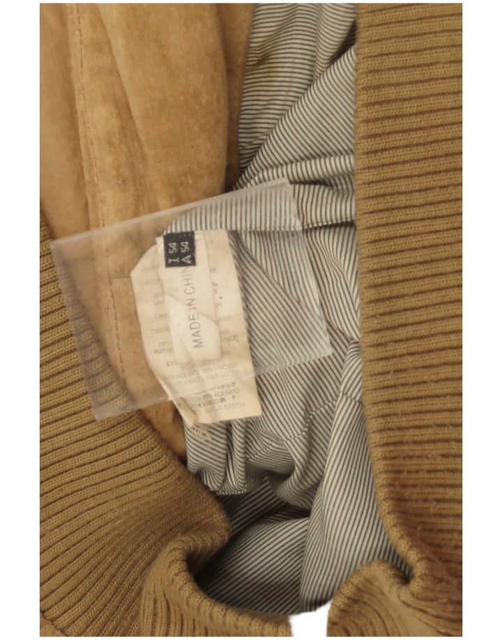 Vintage Ανδρικό Suede Bomber Jacket IT 54 2XL Beige Leather