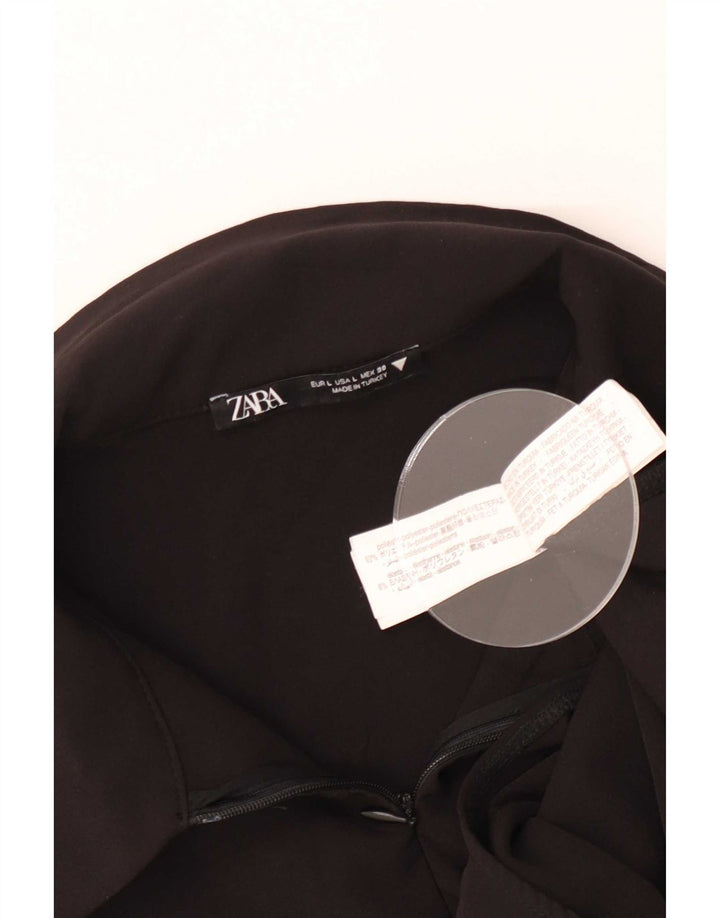 Zara Γυναικείο πουκάμισο Κορμάκι UK 14 Large μαύρο πολυεστέρα
