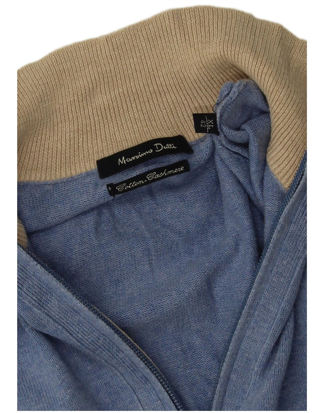 Ανδρικό πουλόβερ με φερμουάρ Massimo Dutti XL Μπλε βαμβακερό