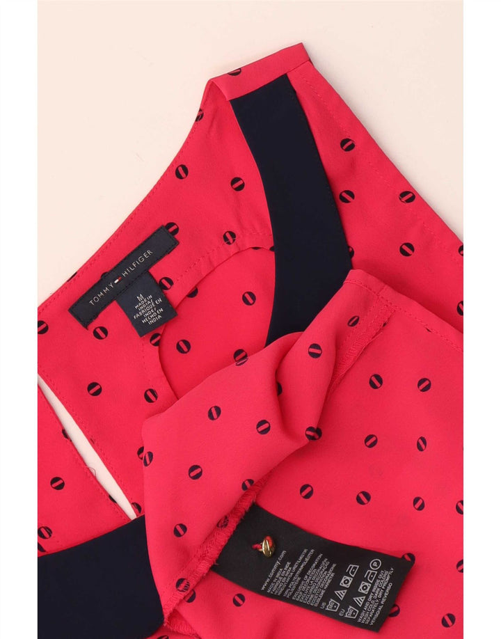 Tommy Hilfiger Γυναικεία Αμάνικη Μπλούζα Τοπ UK 14 Medium Red Spotted