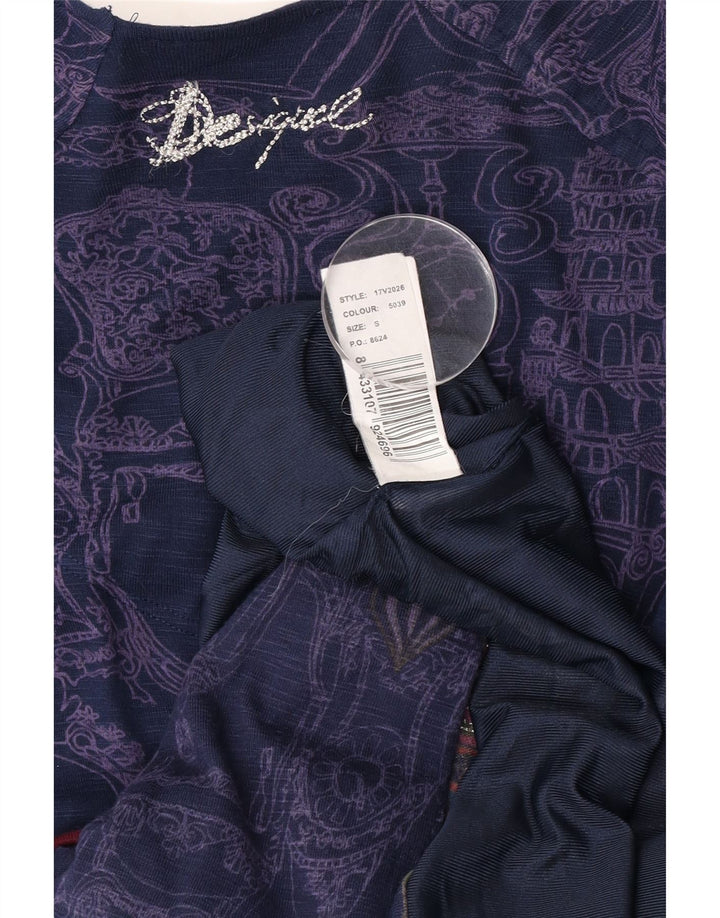 Γυναικείο Desigual Abstract Pattern Drop Waist UK 8 Small Navy Blue