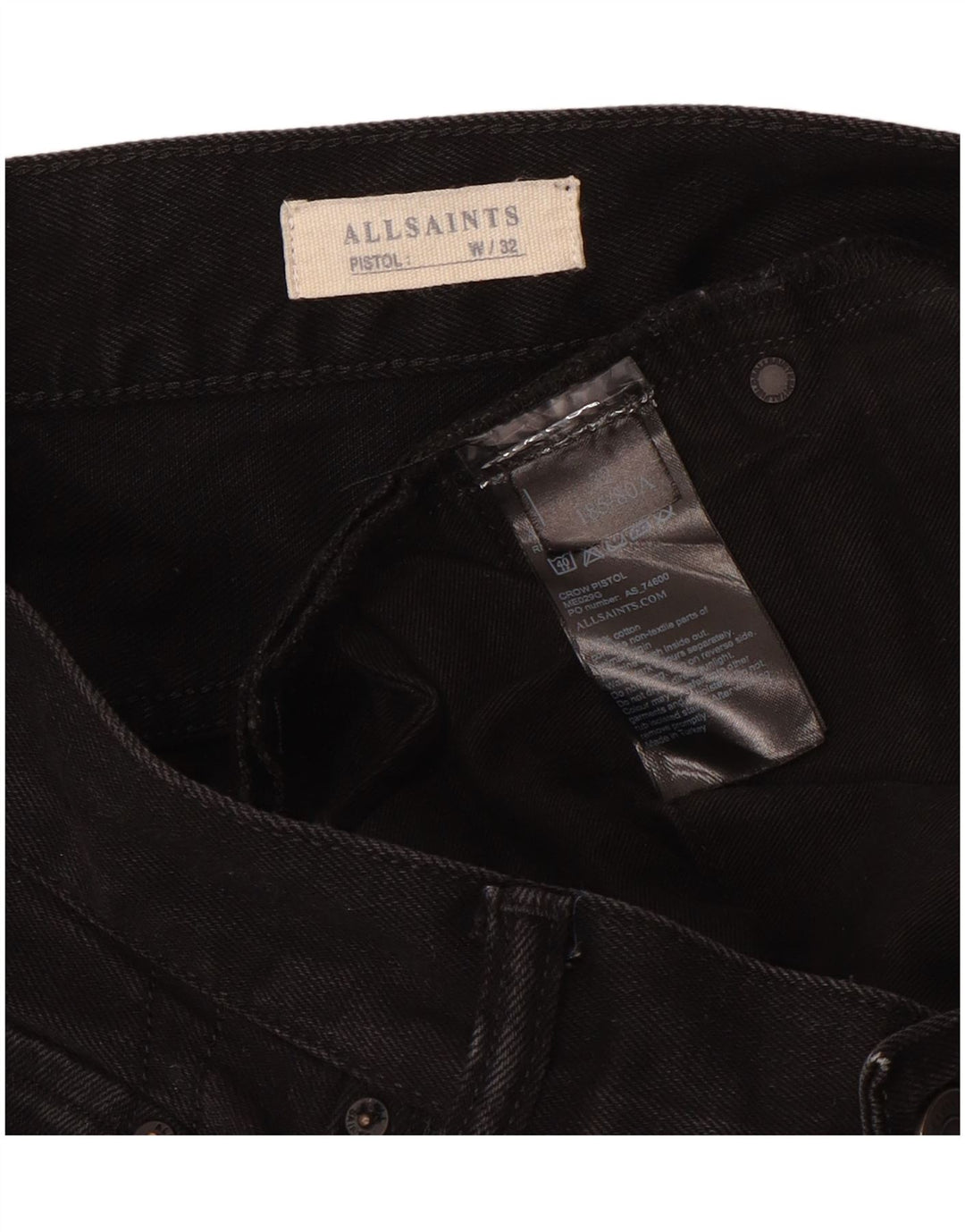 ALL SAINTS Ανδρικό Skinny Jeans W32 L31 Μαύρο βαμβακερό