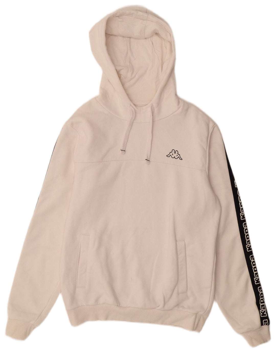 KAPPA Mens Graphic Hoodie Jumper Medium White Colourblock Cotton