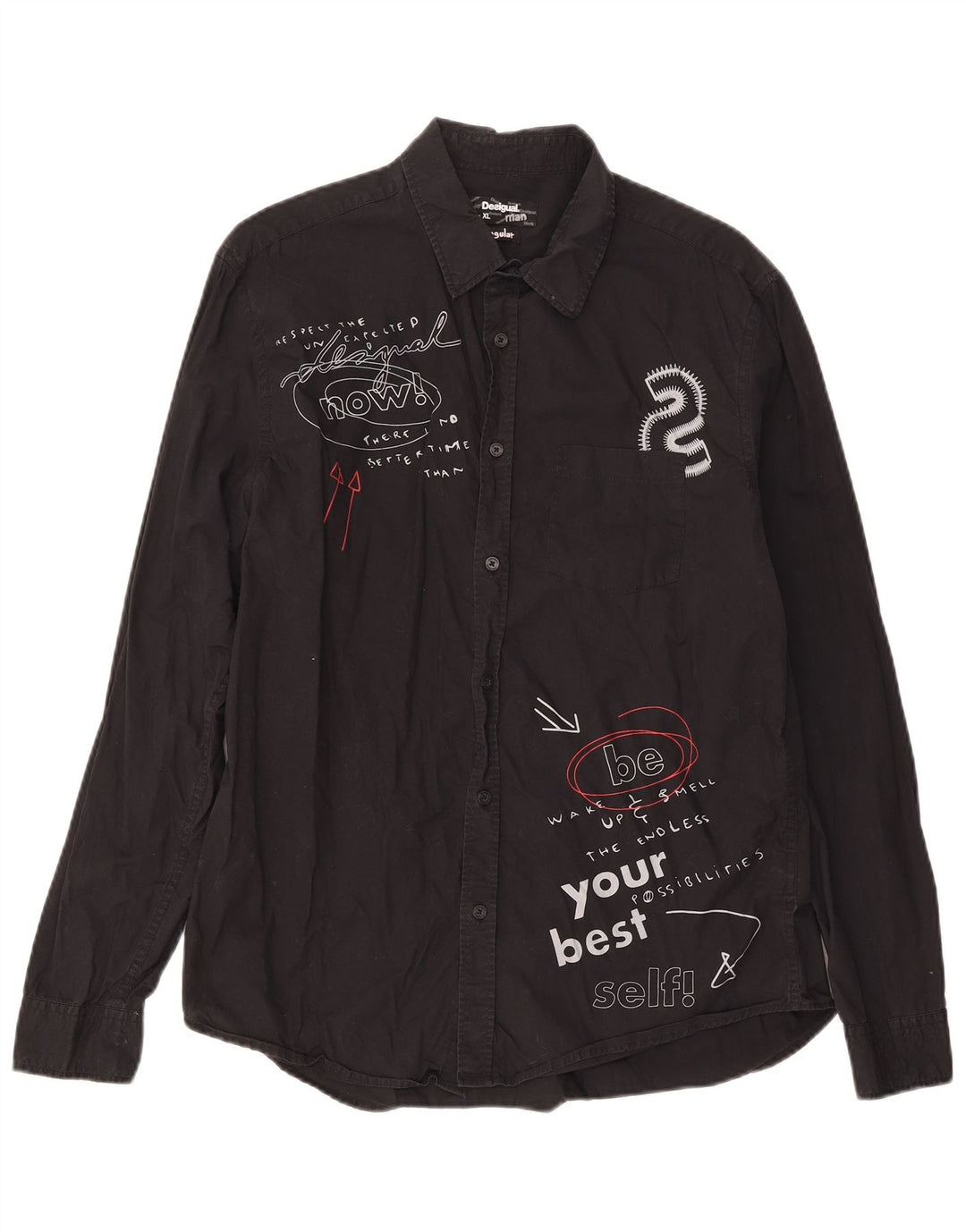 Ανδρικό πουκάμισο Desigual Graphic Regular Fit XL Μαύρο βαμβακερό