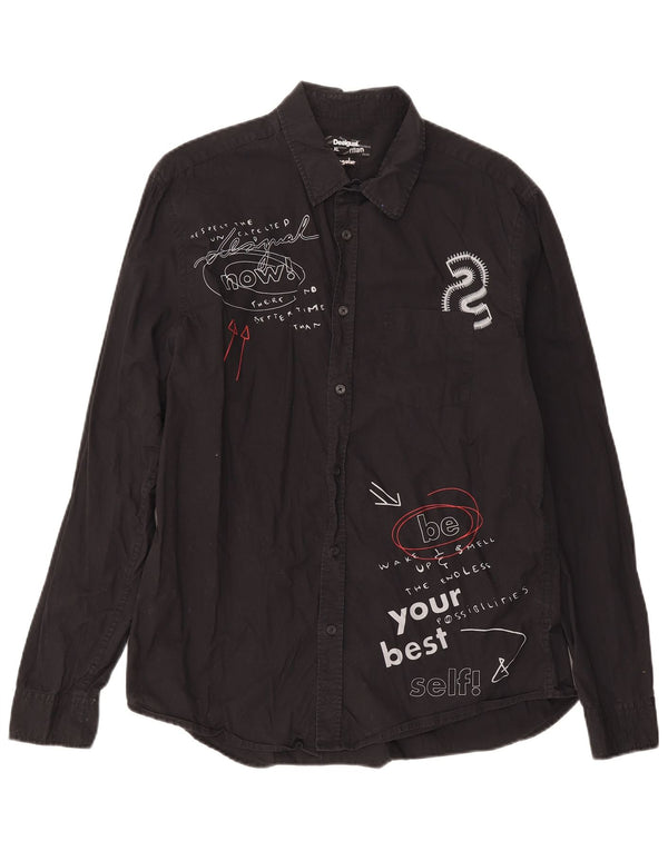 Ανδρικό πουκάμισο Desigual Graphic Regular Fit XL Μαύρο βαμβακερό