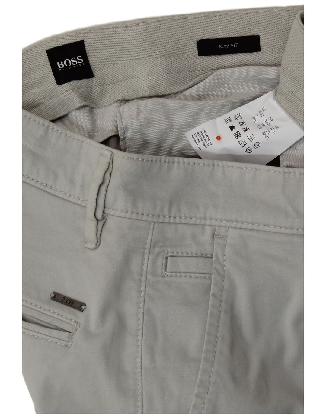 HUGO BOSS Γυναικείο παντελόνι Chino με λεπτή εφαρμογή W32 L29 Γκρι βαμβακερό