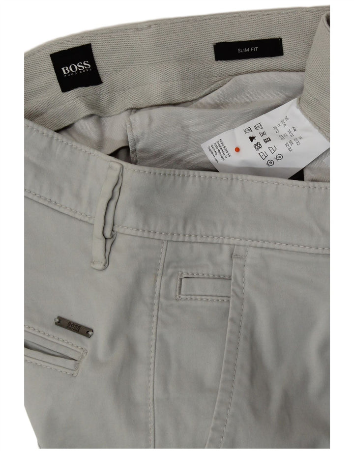HUGO BOSS Γυναικείο παντελόνι Chino με λεπτή εφαρμογή W32 L29 Γκρι βαμβακερό