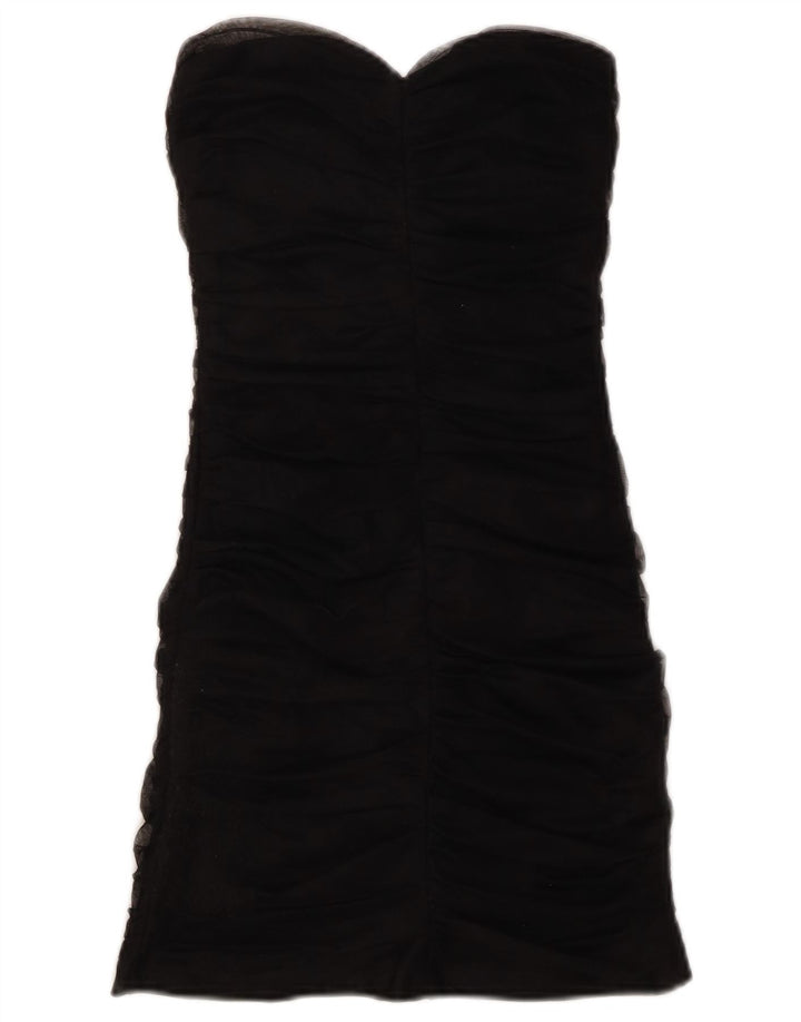 ZARA Γυναικείο Στράπλες Φόρεμα Bodycon UK 8 Small Black