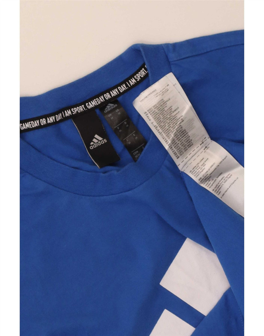 Ανδρικό γραφικό T-Shirt Adidas Top από μεσαίο μπλε βαμβακερό