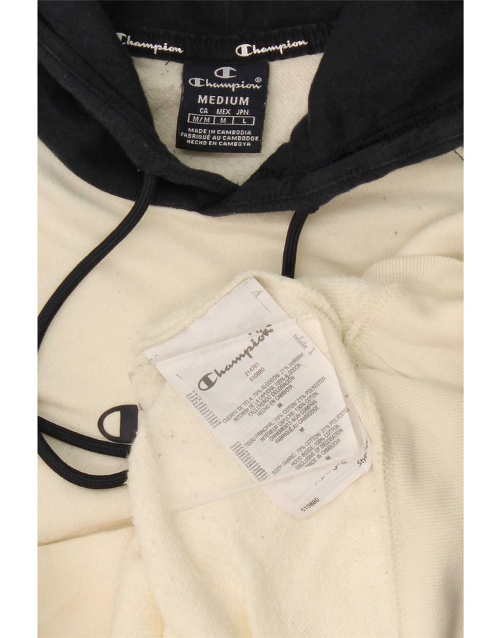 Champion Mens Hoodie Jumper Medium White Colourblock Βαμβακερό