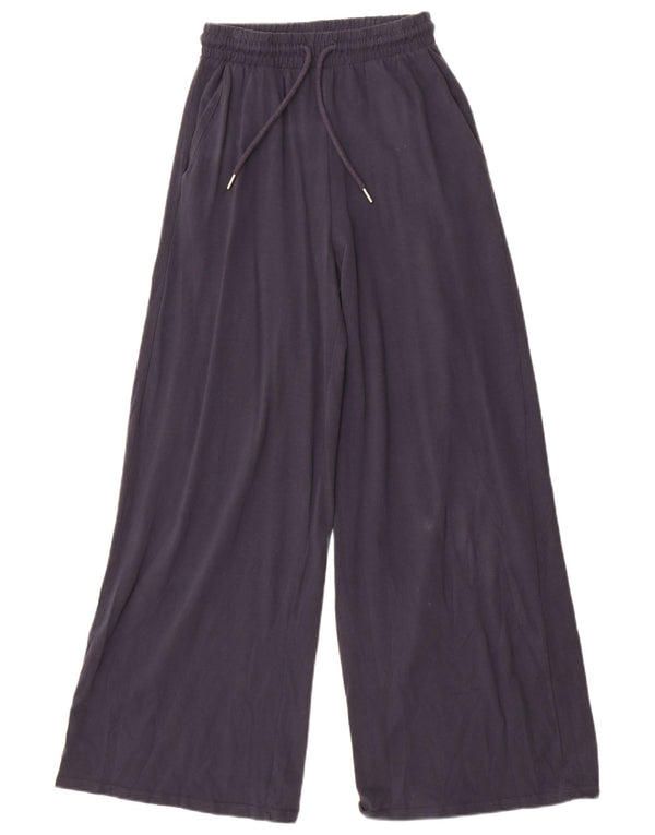 Zara Γυναικεία φόρμα με φαρδιά πόδι Παντελόνι UK 10 Small Navy Blue Cotton