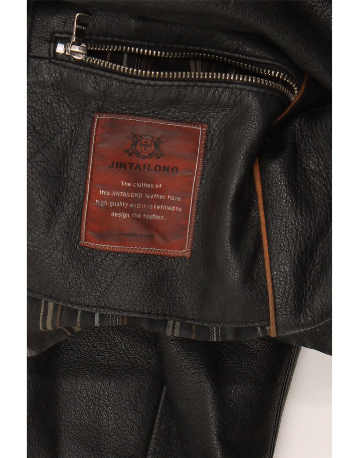 VINTAGE Mens Leather Jacket IT 50 Large Black Leather Vintage Vintage and Second-Hand Vintage from Messina Hembry 