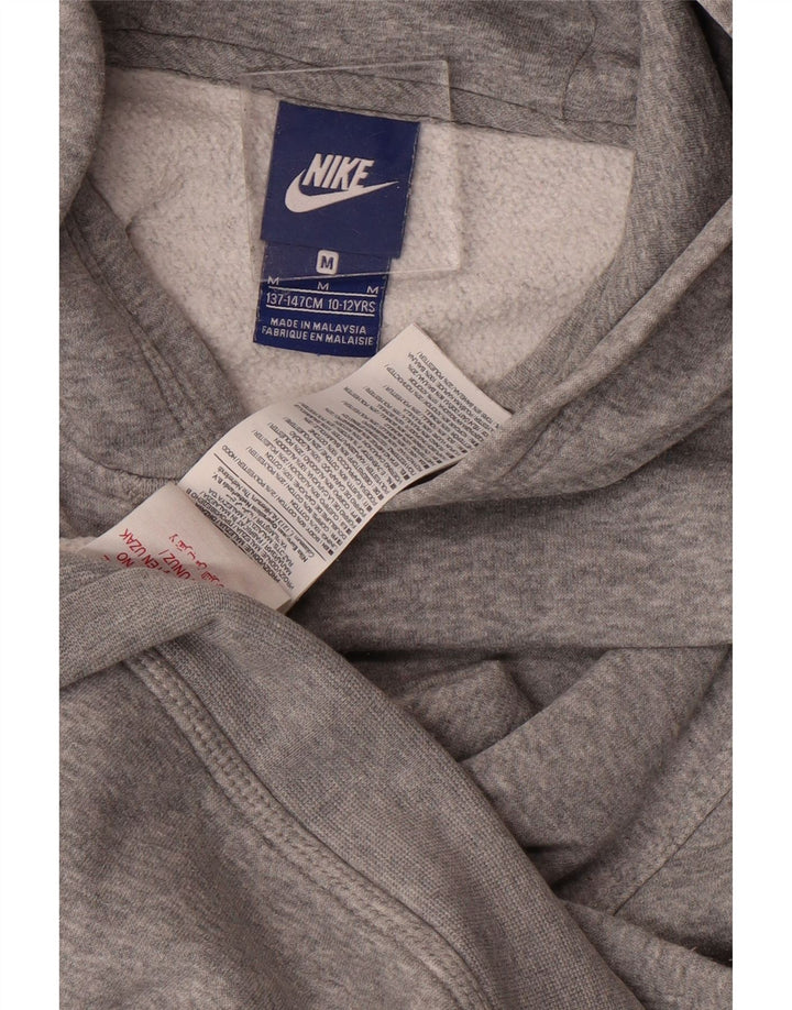 NIKE Boys Hoodie Jumper 10-11 Years Medium Grey Cotton