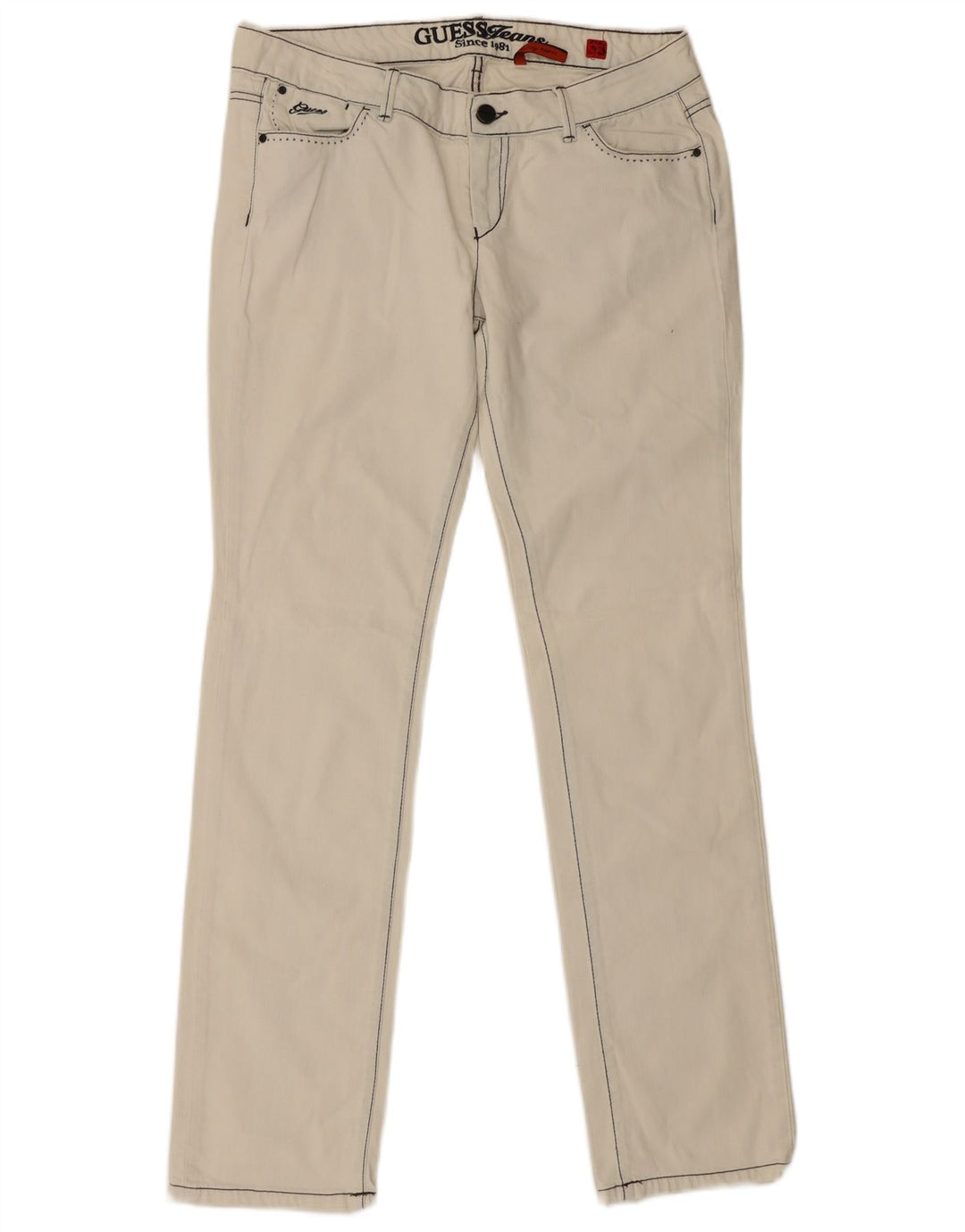 Guess Γυναικείο Slim Jeans W33 L34 Off White Βαμβακερό