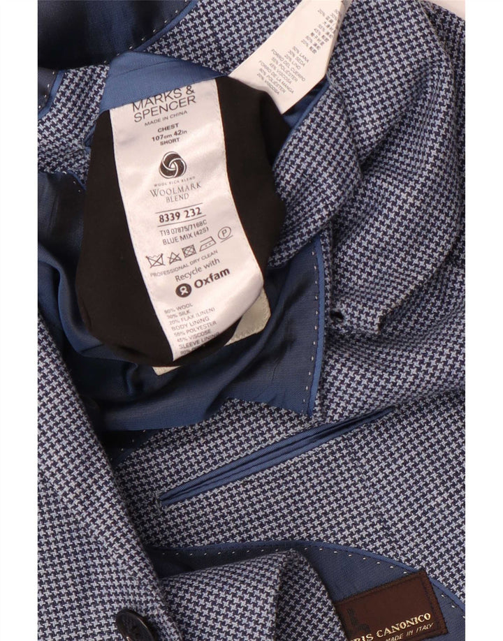 Marks & Spencer Ανδρικό κοντό σακάκι UK 42 Large Blue Houndstooth