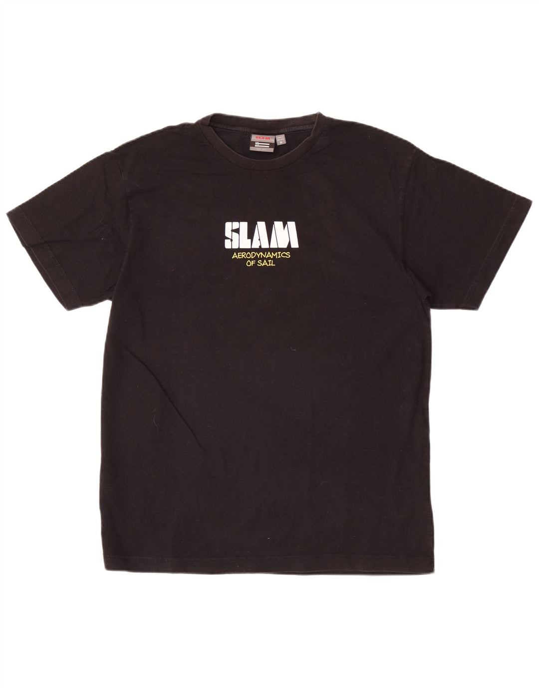 Slam Ανδρικό γραφικό T-Shirt Top Μεσαίο μαύρο βαμβακερό